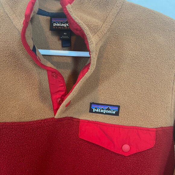 Patagonia Synchilla Molten Lava  - Red Tan Snap-T Fleece Pullover Size XS - Picture 3 of 6